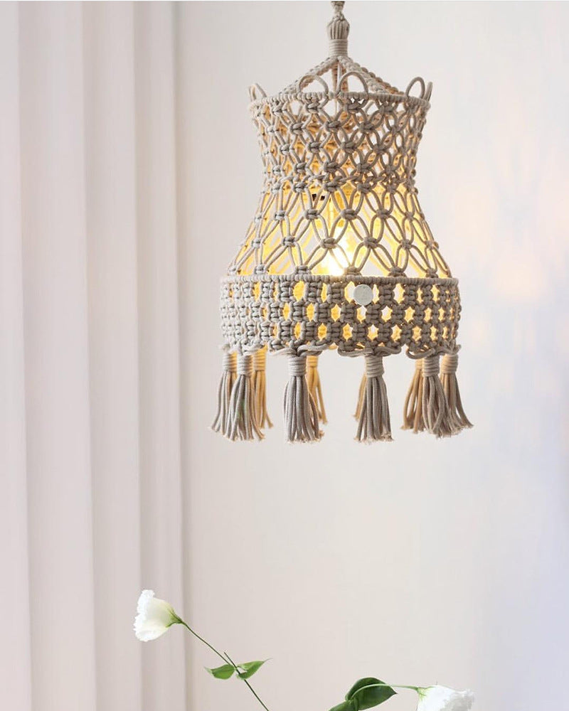 Hand Woven Lampshade Lantern Chandelier Moroccan Bedroom Decorative Lamp Ethnic Style Shooting Props