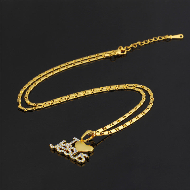 18K Gold Zircon Pendant Necklace - Sparkling Elegance
