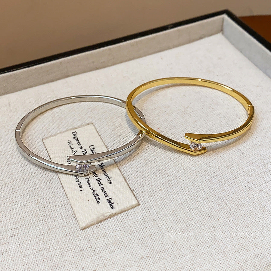 Light Luxury Niche High-end Genuine Gold-plated Zirconia Round Bracelet For Women