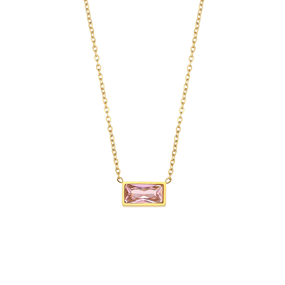 18K Gold Plated Gem Necklace - Precious Stone