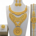 Gold Jewelry Suit Arabic Bridal Wedding Necklace Bracelet Earrings Ring