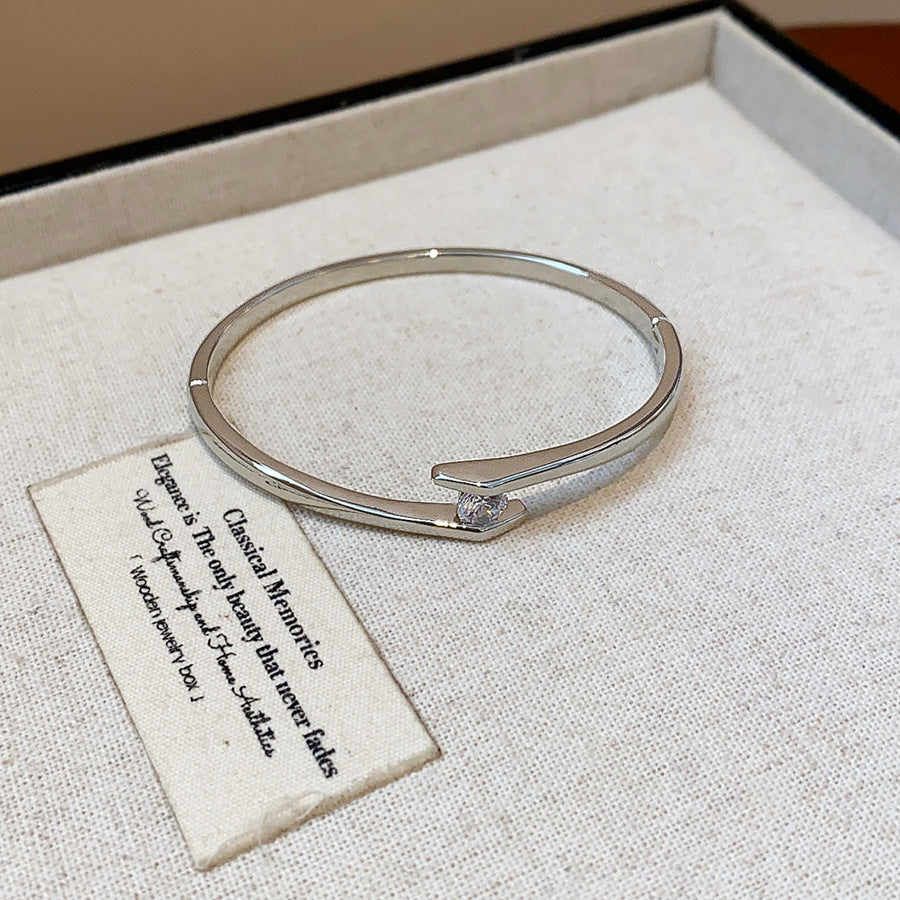 Light Luxury Niche High-end Genuine Gold-plated Zirconia Round Bracelet For Women