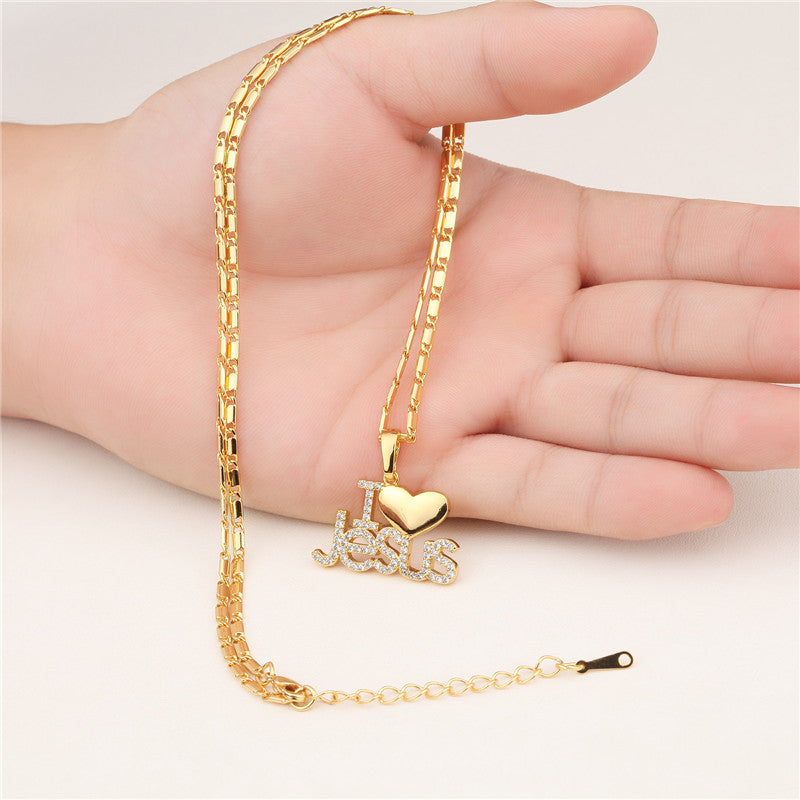 18K Gold Zircon Pendant Necklace - Sparkling Elegance