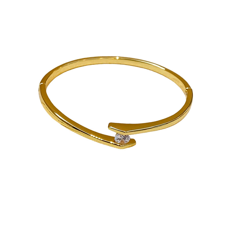Light Luxury Niche High-end Genuine Gold-plated Zirconia Round Bracelet For Women
