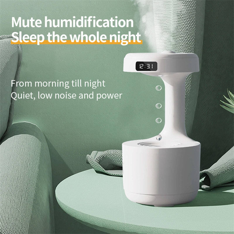 Anti-Gravity Humidifier With Clock - Water Drop Aroma Diffuser