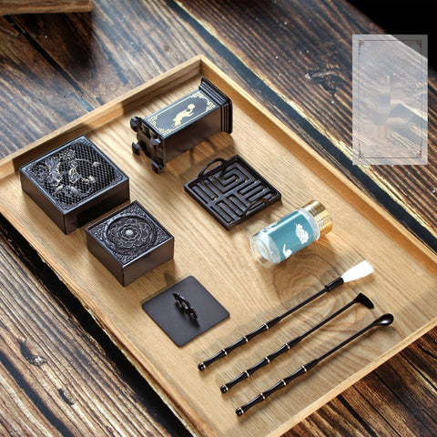 Copper Square Shape Lotus Incense Set Incense Shovel Ash Press Appliance Household