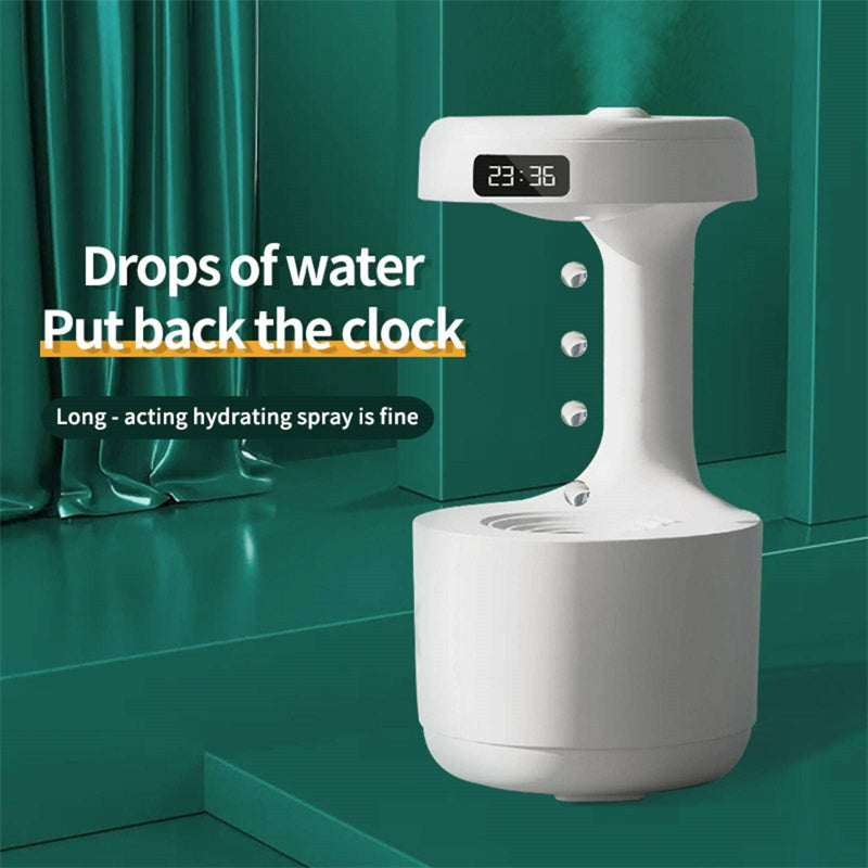 Anti-Gravity Humidifier With Clock - Water Drop Aroma Diffuser
