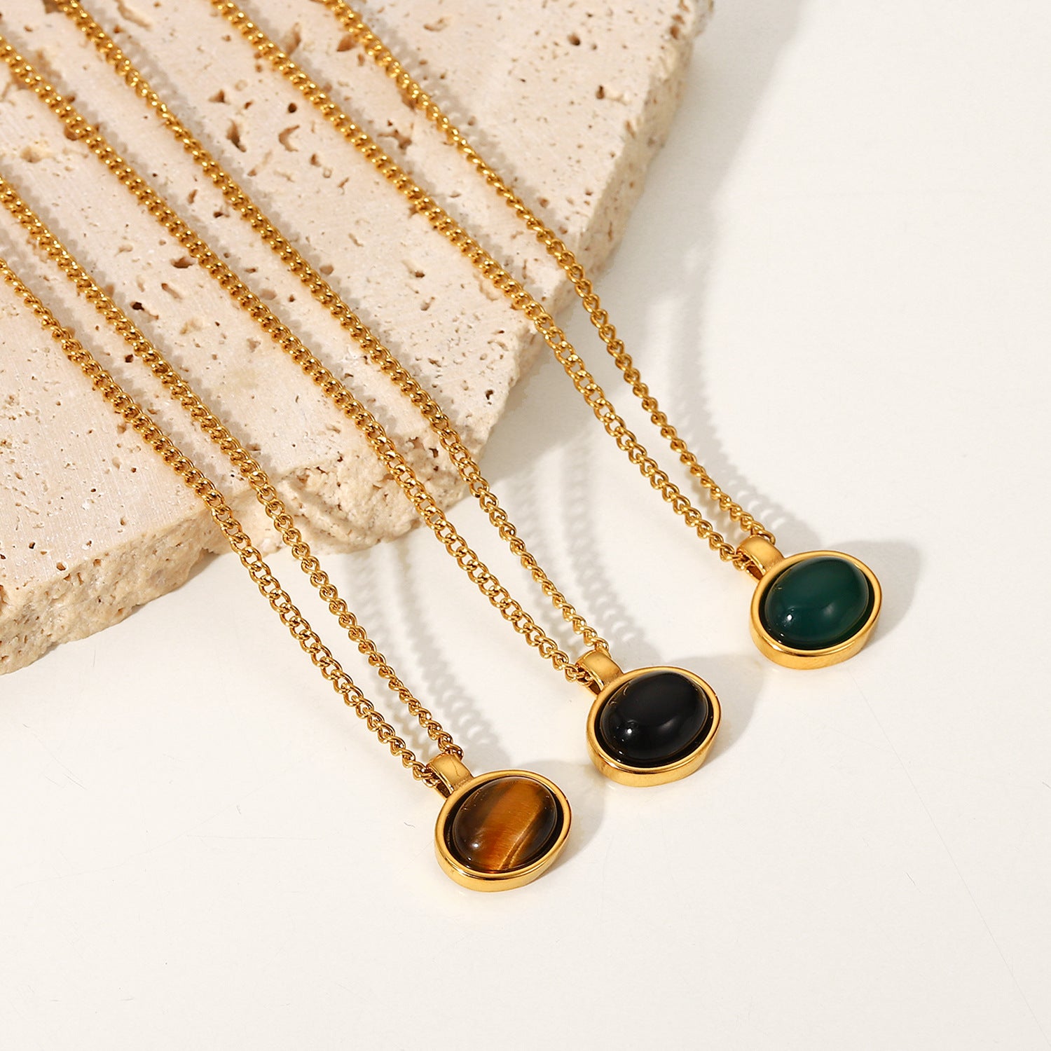 18K Gold Plated Stainless Steel Chain Necklace - Womens Luxury