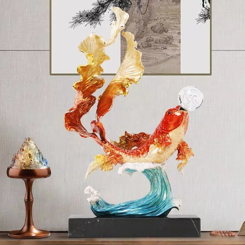Enamel Koi Fish Leaping The Dragon Gate Ornament In New Chinese Style