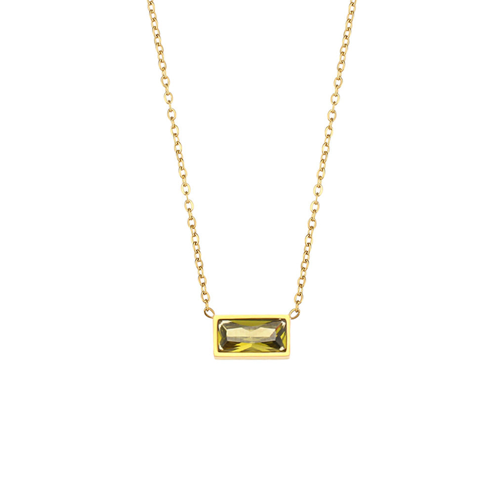 18K Gold Plated Gem Necklace - Precious Stone