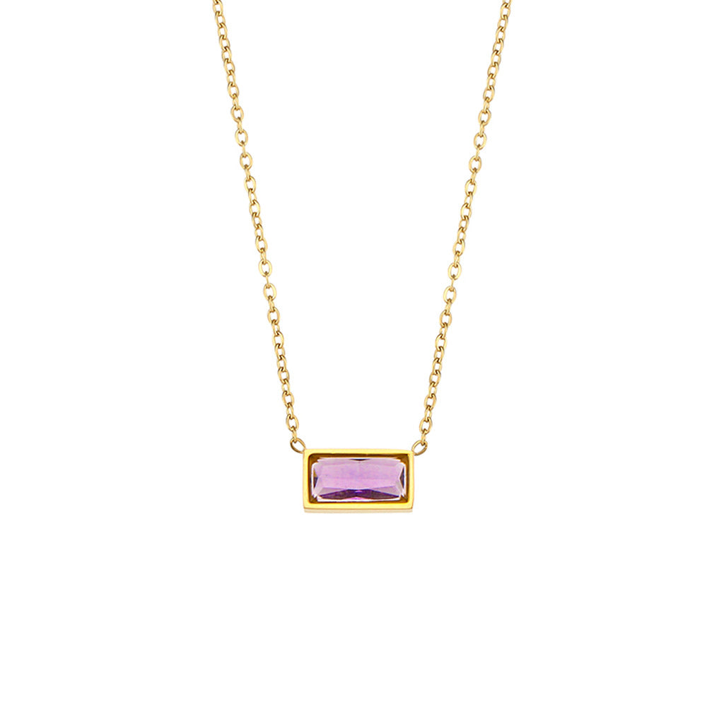 18K Gold Plated Gem Necklace - Precious Stone